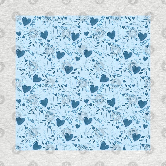 I love you typography sign seamless pattern blue by Arch4Design